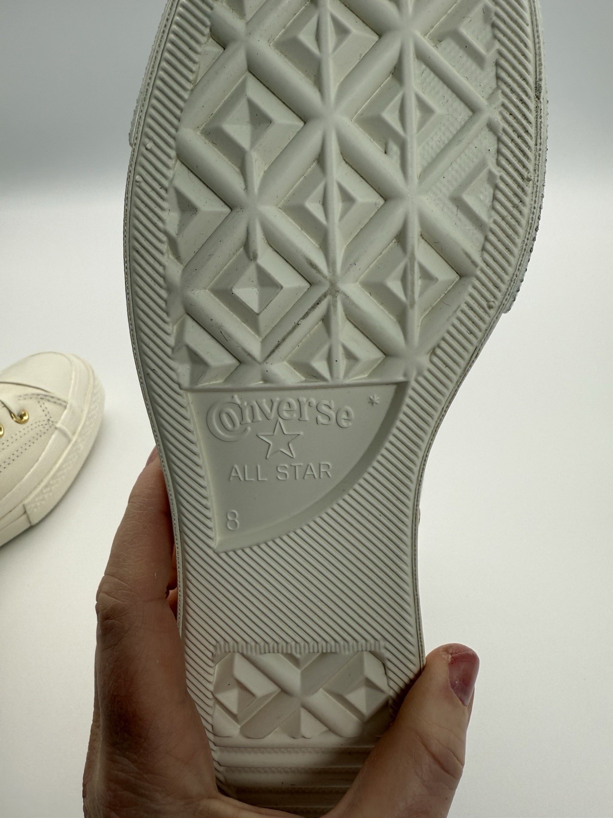 Converse White Gold Leather Trim High top Unisex Men’s 8 Women’s  Size 10 thumbnail 13