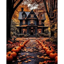 Halloween Paint by Numbers Kit for Adults,Haunted House Paint by Number Paint