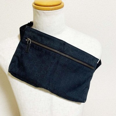 GUCCI GG Canvas Waist Pouch Shoulder Bum Bag Belt Bag Black