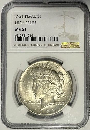 1921 Peace Dollar High Relief NGC MS61 ‼️KEY DATE & FULL LUSTER‼️