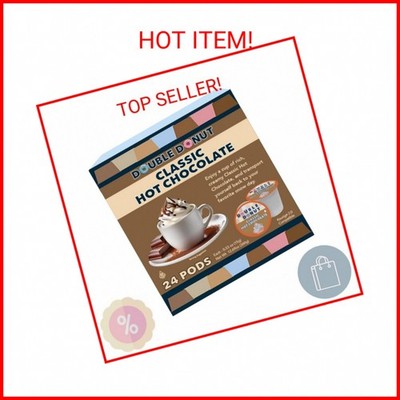 Double Donut Coffee Hot Chocolate Pods for Keurig K Cups Brewers, Single Serve C