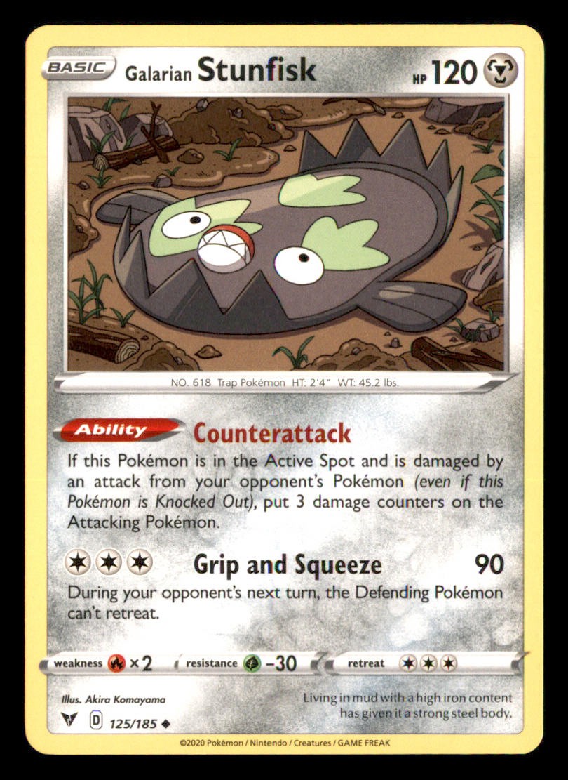 Galarian Stunfisk 125/185 Vivid Voltage Pokemon Near Mint Akira Komayama