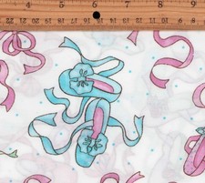 Daisy Kingdom Ballet Slippers RARE Vintage Cotton Fabric Sewing .75 yards