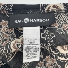 NWT Sag Harbor Skirt Womens Size 10 Black Floral Polyester Maxi Ruffle Hem