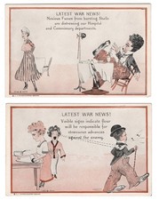 CHARLIE CHAPLIN WW I LATEST WAR NEWS 2 COMIC POSTCARDS CHARLIE CHAPLIN WW I LATEST WAR NEWS 2 COMIC POSTCARDS