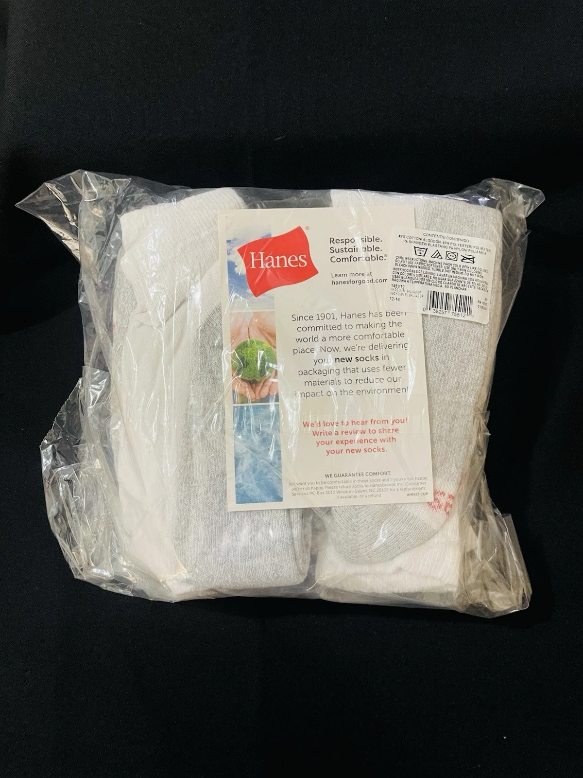Hanes Double Tough Men’s White Ankle Socks 12 Pairs Sizes 12-14 145V12 White
Opens in a new window o