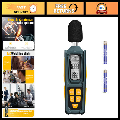 Digital Sound Level Meter 30-130dB, A/C Weighted, Fast/Slow, MAX/MIN, LCD Displa