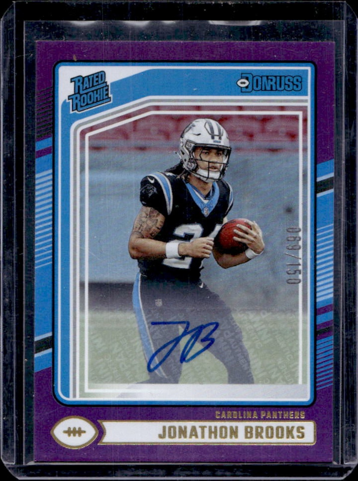2024 Donruss Jonathon Brooks Rated Rookie Auto Purple #69/150 Panthers