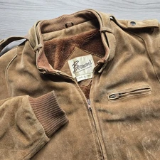 Vintage Bermans Brown Cafe Racer Motorcycle Leather Bomber Jacket Coat Mens 46