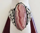 STERLING & Pink long RHODOCROSITE Carolyn Pollack Sterling Silver Ring Size 9