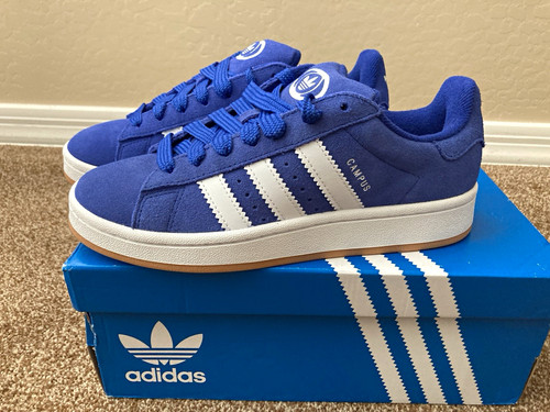 adidas Campus 00s Low Top Lace Up Suede Sneakers Blue/White JH5633