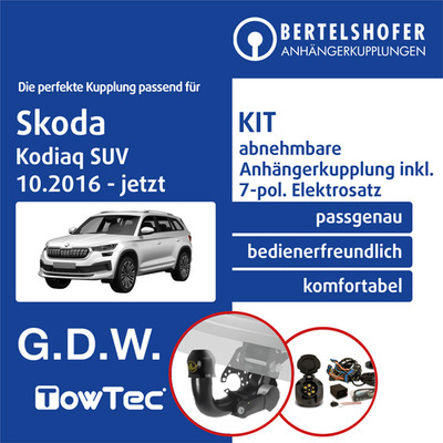 Für SKODA Kodiaq SUV I Typ NS7 10.2016-jetzt AHK abn. +7pol sp. E-Satz NEU TOP