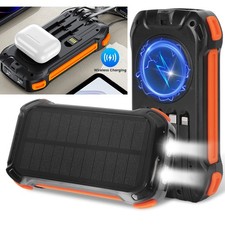 Real 49800mAh Portable Charger Solar Power Bank for Cell Phone Wireless Charging