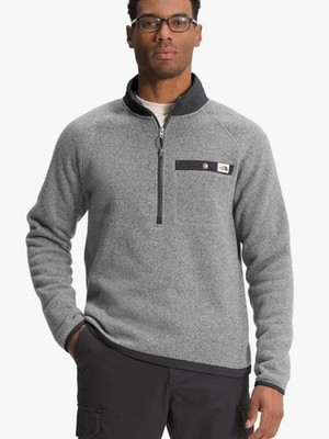 The North Face Gordon Lyons Heather Gray Quarter Zip Fleece Pullover - Size XXL