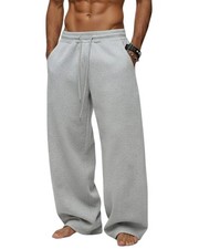 Men's Baggy Sweatpants Heavyweight Fleece Wide Leg Drawstring Sweat Pants,Cas...
