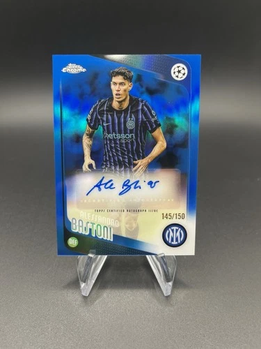 2025-26 Topps Chrome UCC UEFA Alessandro Bastoni Blue Refractor Auto /150