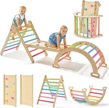 Triangle Set 7-in-1 Foldable Montessori Climbing Toys Wooden Indoor Jungle Gym