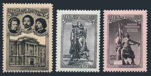 Russia 2018-2020 blocks/4,MNH. Academy of Arts,200,1957.Artists,Monuments. - Afbeelding 1 van 1