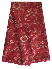 African Lace Fabric 5 Yards Sequins Dual-Color Embroidery for Dress Wine ...