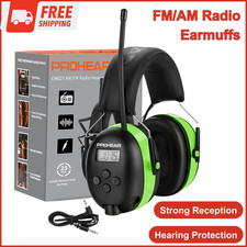 PROHEAR 027 AM FM Radio Headphones with Digital Display, 25dB NRR, Safety Ear