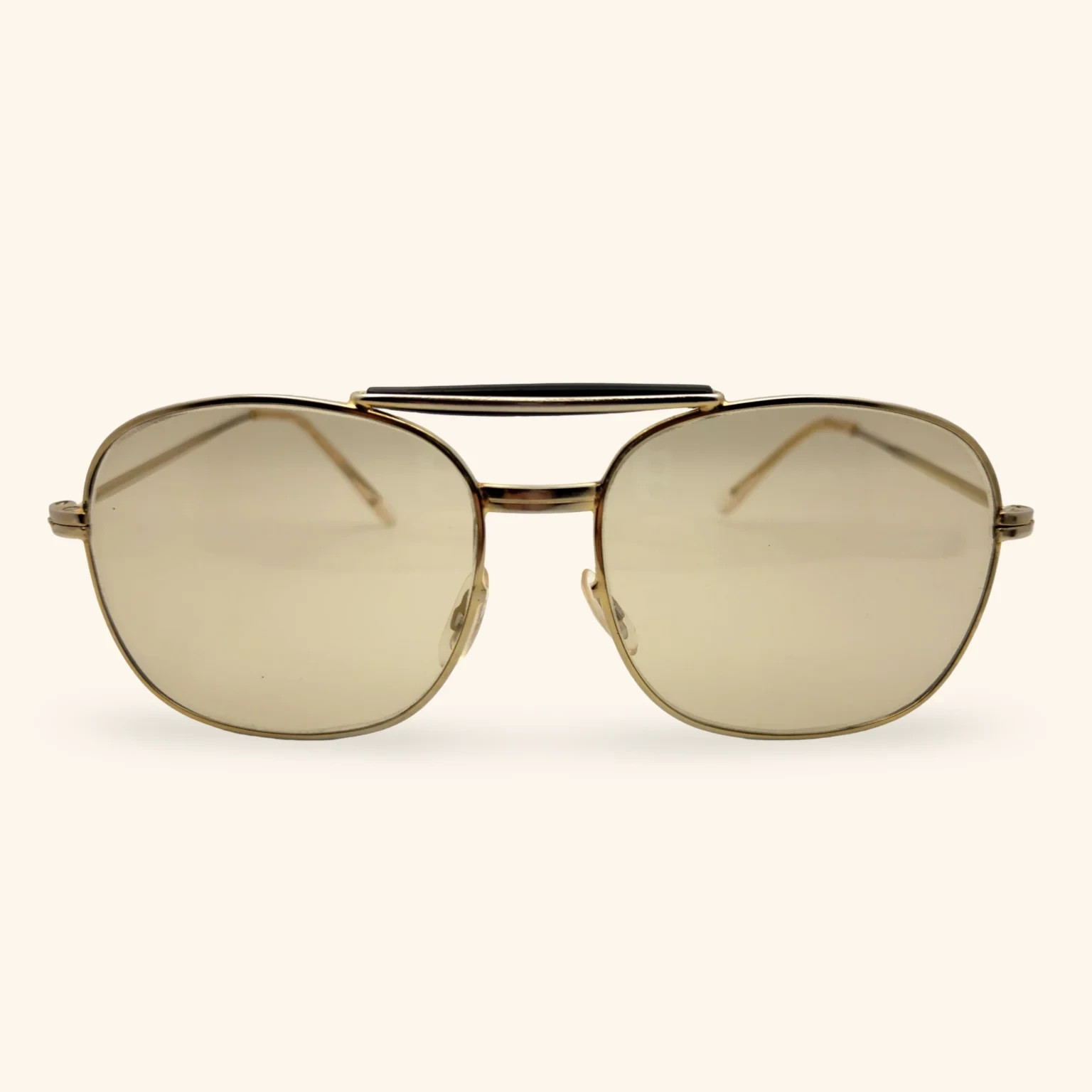 Vintage Italian Aviator Sunglasses 1980s/90s Gold Metal Frames Italy Hi Quality