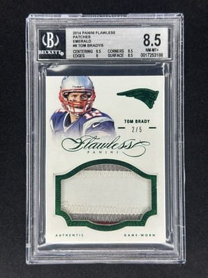 TOM BRADY 2014 Panini Flawless #9 Patch Emerald Game-Worn /5 BGS 8.5 Patriots