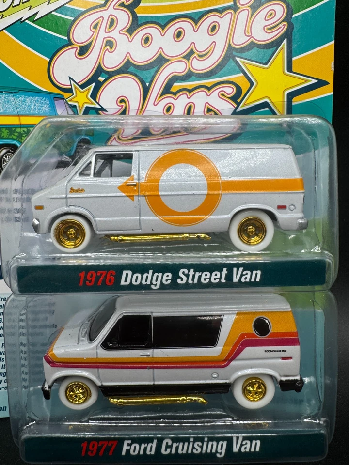Johnny Lightning WHITE LIGHTNING Boogie Vans 76 Dodge Van 1977 Ford Van N - Image 2 of 3