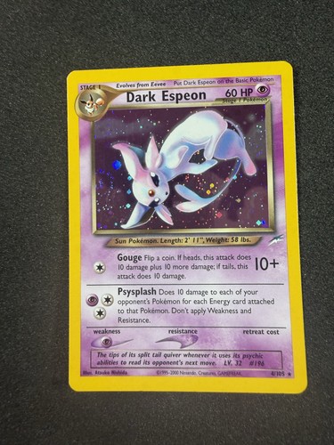 Pokemon Dark Espeon 4/105 Neo Destiny Holo Swirl NM-