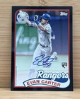 EVAN CARTER 2024 TOPPS 1989 TOPPS ROOKIE BLACK RANGERS RC AUTO /199
