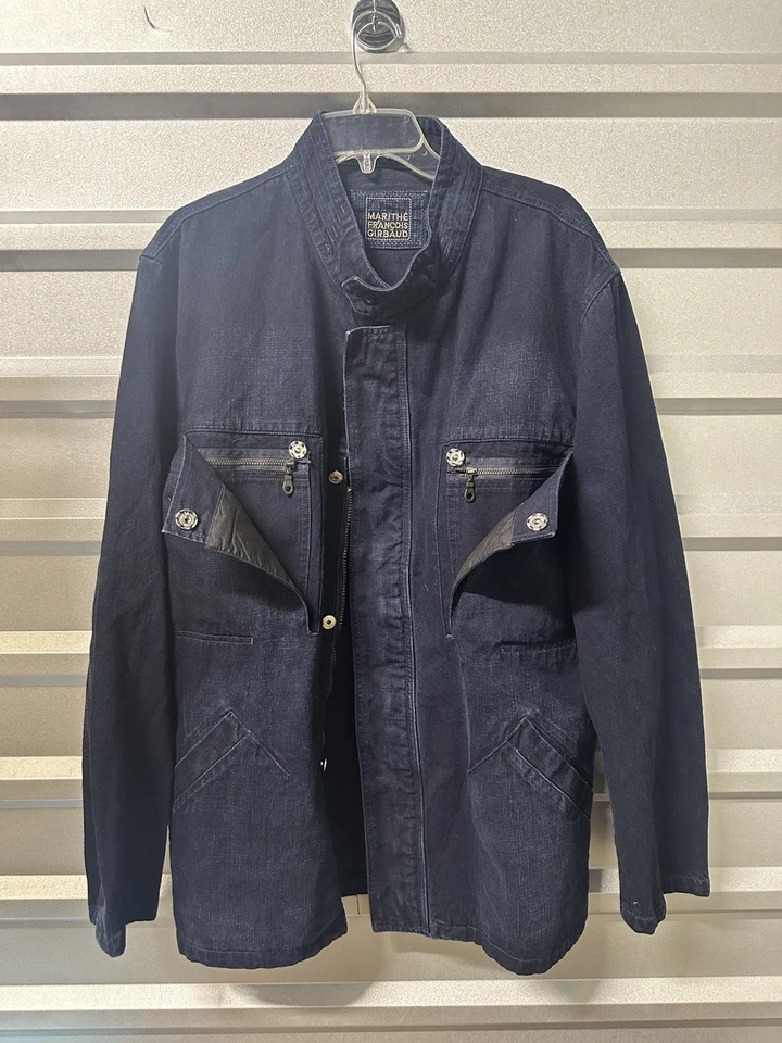 Girbaud Marithe Francois 男式蓝色牛仔夹克带纽扣口袋。 — 第 4/4 张图片