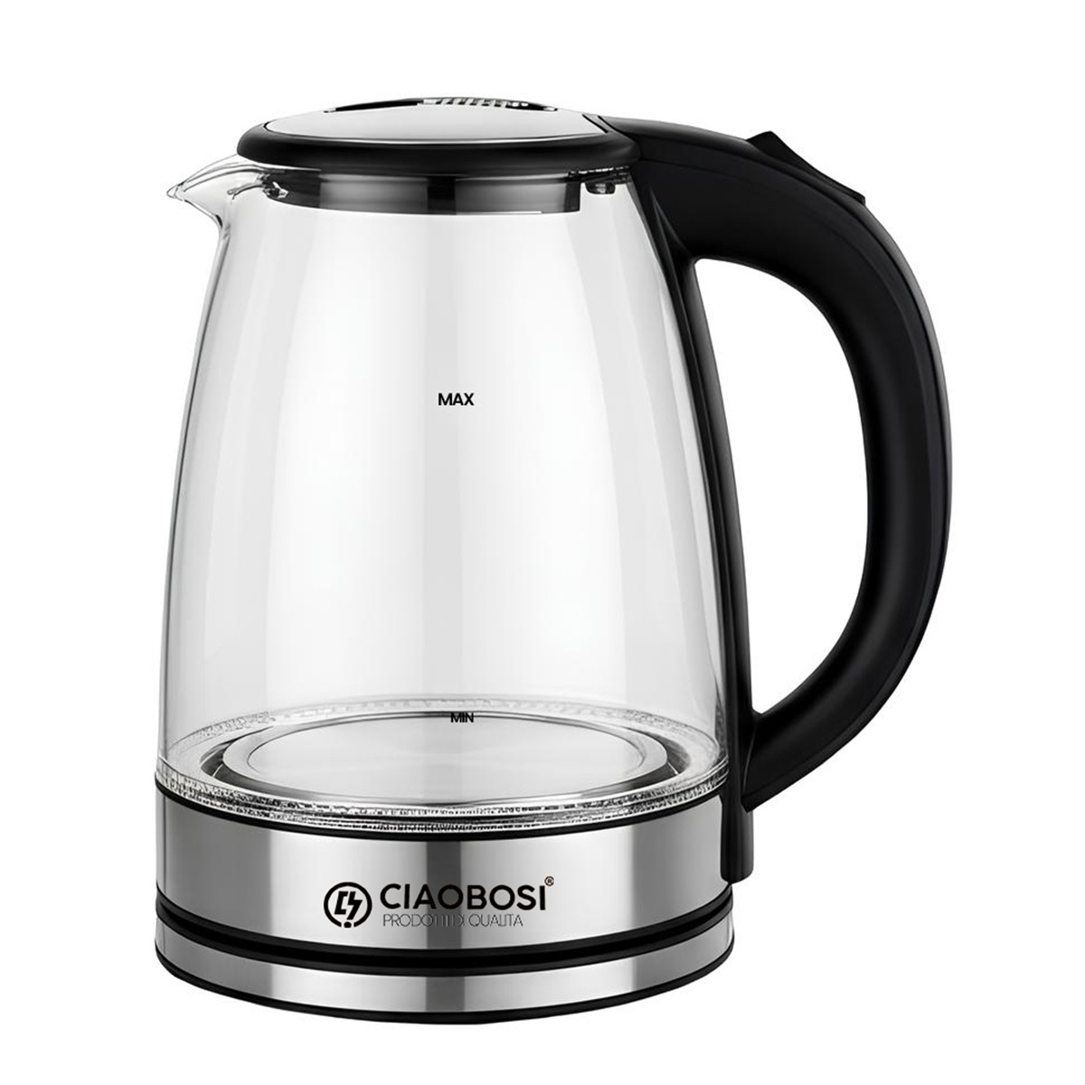 Bouilloire 2L en verre borosilicate arrêt automatique anti-surchauffe