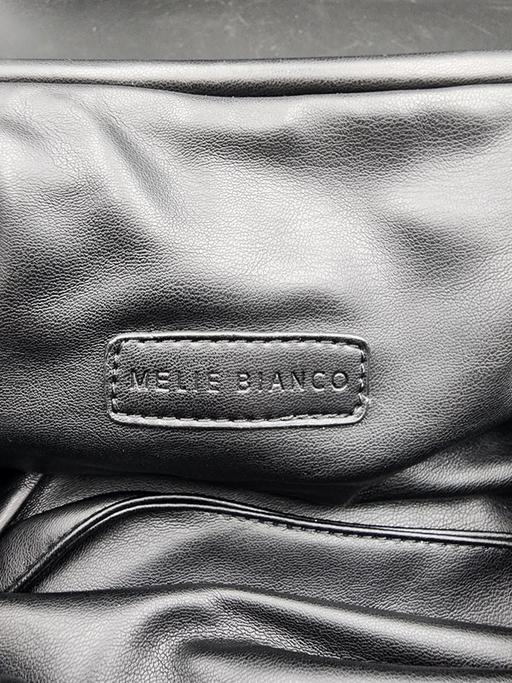 Bolso sin asas Melie Bianco de hombro cartera bolso suave negro vegano de cuero a presión Foto 3 de 4