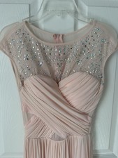 B. Darlin Pink Rhinestone Mesh Prom Dress Maxi Gown Juniors Size 1/2 EUC