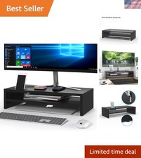 Wood Monitor Stand Riser, 2-Tier Desktop Organizer  Ergonomic Computer Stand...
