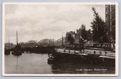 Rotterdam Oude Haven Old Harbor Bridges Barges Holland 1930 Foto