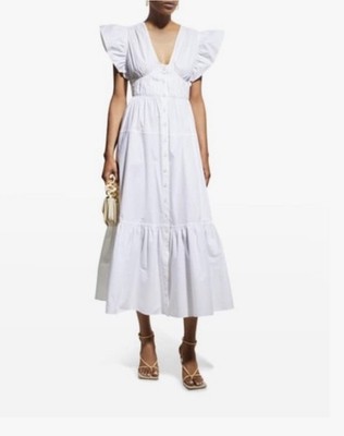 Derek Lam 10 Crosby Greta Tiered Fairy Coquette Midi Dress Sz 2 Milkmaid