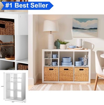 Storage Organizer 6 Cube White Texture Bookshelf Bookcase Display Shelf Home