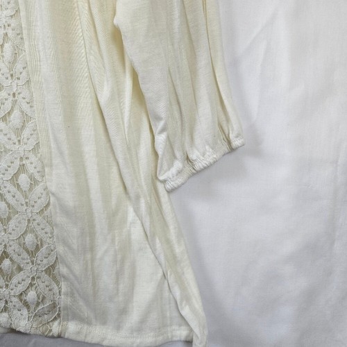 Sag Harbor Women's Ivory Round Neck 3/4 Sleeve Lace Detail Office Blouse Large - Picture 4 of 7