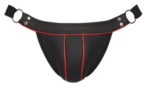 Sexy Pofreier Jock String in Neopren-Optik Erotik Männer String Dessous Schwarz - Bild 4 von 4