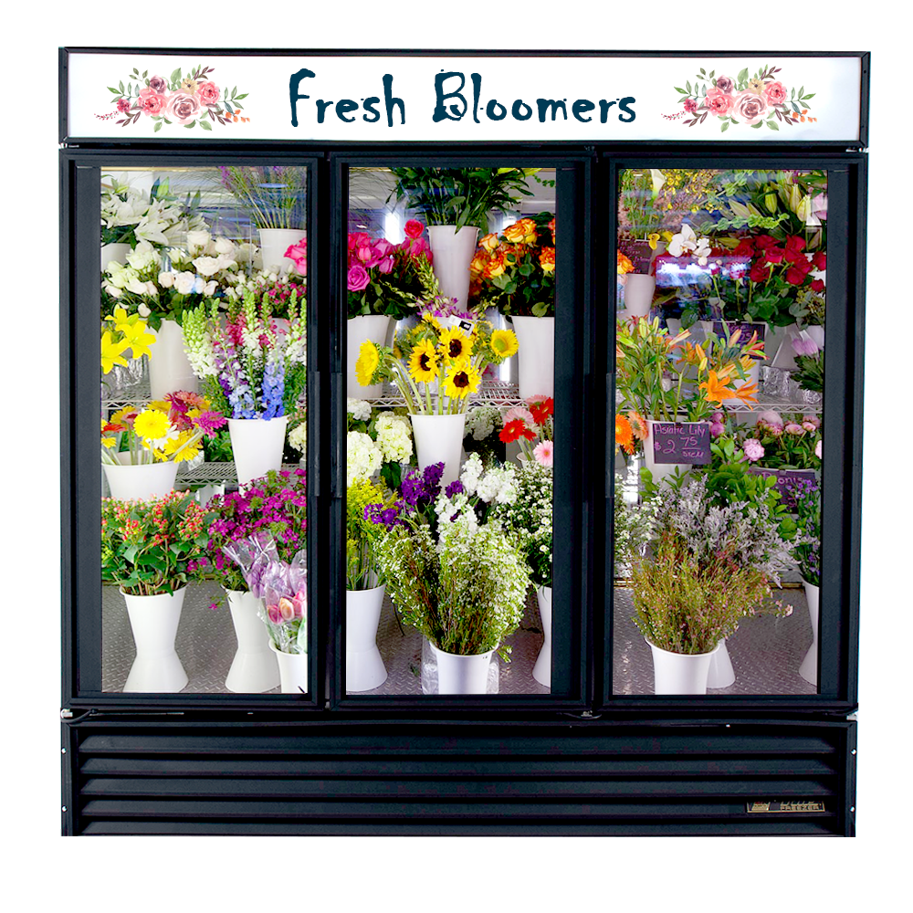 Floral Flower True® GDM-72 3-Door Three-Door Glass Door