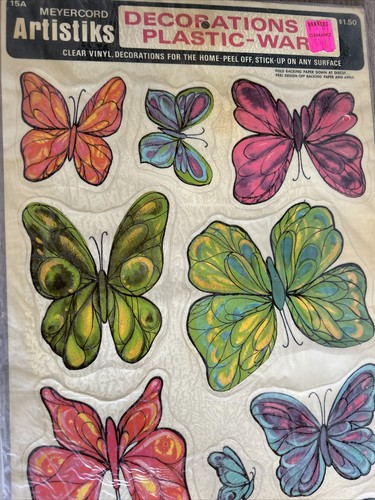 Vtg 70s Mod Butterfly Vinyl Stickers Decals Decorations Meyercord Artistic NOS - Picture 3 of 14