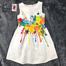 21KIDS Girls Kids Paint Splatter Sleeveless Dress Size 6 Spring Summer Art