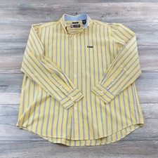 Chaps Mens Large Long Sleeve Large Casual Business Dress Shirt Yellow Blue