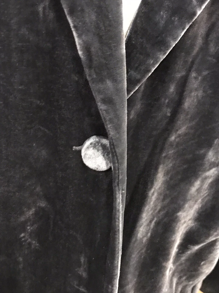 Chaqueta de Terciopelo Madison Marcus Gris Peltre Mezcla Seda Un Botón Para Mujer’s Mediana Foto 3 de 4
