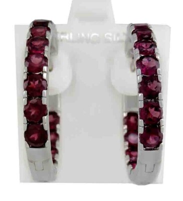 ECHTE 11,20 kt ROSA TURMALIN HUGGIES OHRRINGE .925 Silber - Neu mit Etikett