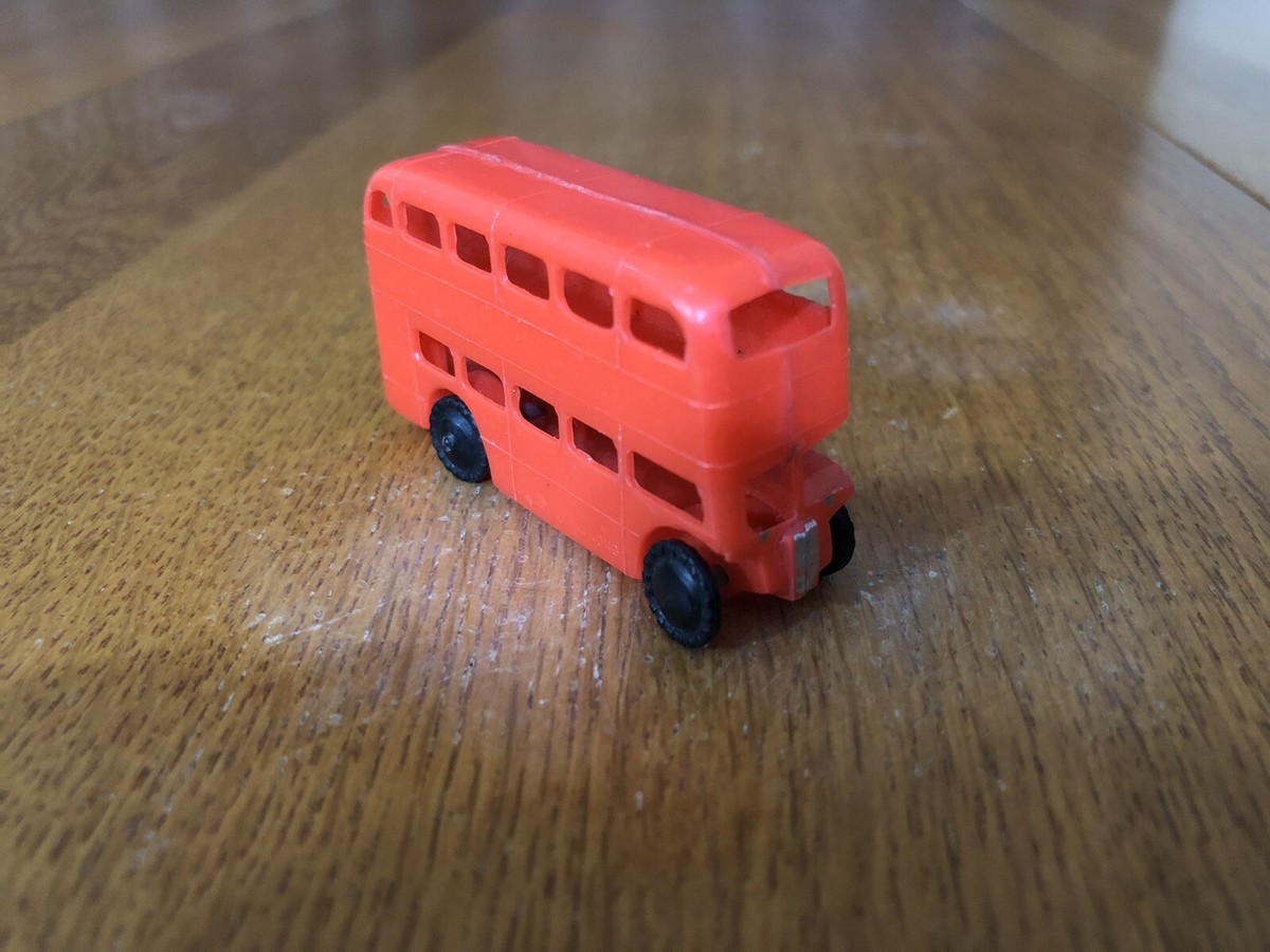 VINTAGE MINI DOUBLE DECKER LONDON BUS HARD PLASTIC TOY MADE