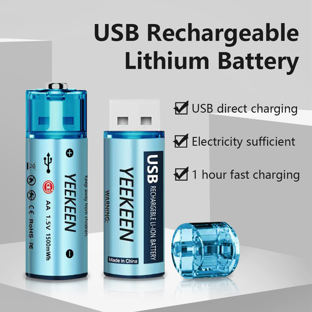 AA 1500mWH Rechargeable Batteries 1.5V Lithium AA Batteries USB Fast Charger Lot-image