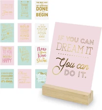 Eccolo Inspirational Cards Set with Wooden Display Stand - 12 Boxed Daily Words 