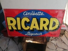 Ancienne Plaque tole RICARD LIQUEUR Anisette bar cafe pub restaurant  95x50cm
