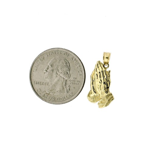 Echt 10K Gelbgold Diamantschliff betende Hände Anhänger, 10KT Charm, Herren Damen - Bild 3 von 7